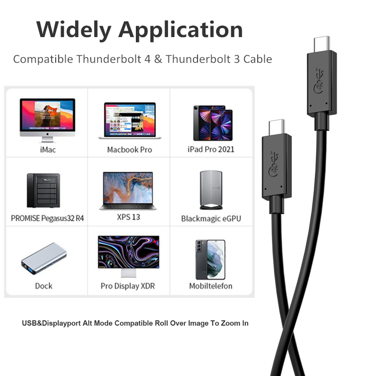 TID 5342 USB-IF Certified thunderbolt 4 data cable 40gbs 100w 8k 60hz For 8K60Hz UHD Display (5)