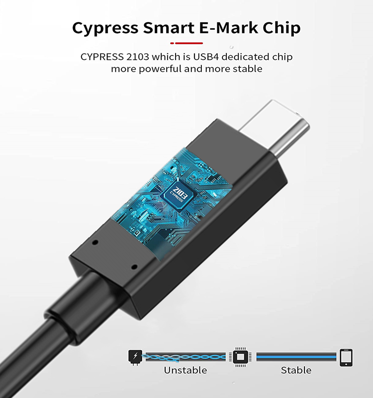 TID 5342 USB-IF Certified thunderbolt 4 data cable 40gbs 100w 8k 60hz For 8K60Hz UHD Display (6)