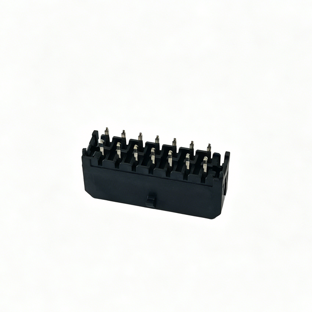 3.00mm Pitch 2*7 Pin Connector, 180° Type, LCP Black Housing Without Side Fork Feet