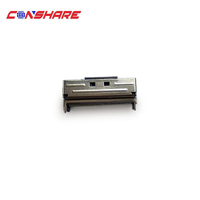 MCIO 74P Connector 0.6mm Pitch PCIe Gen5, Vertical Through Hole, 30μ" Gold Plating, Black Metal Shell, 2.20mm Pin Length