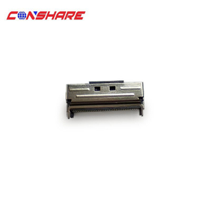 MCIO 74P Connector 0.6mm Pitch PCIe Gen5, Vertical Through Hole, 30μ" Gold Plating, Black Metal Shell, 2.20mm Pin Length