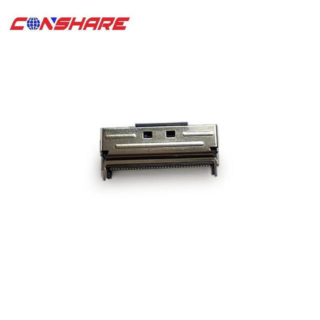 MCIO 74P Connector 0.6mm Pitch PCIe Gen5, Vertical Through Hole, 30μ" Gold Plating, Black Metal Shell, 2.20mm Pin Length