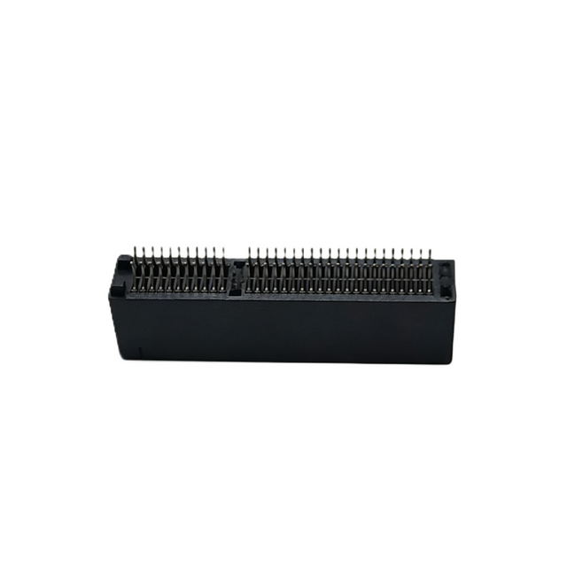 PCIe3.0 64Pin Low‑Angle Clamp SMT Connector, LCP Housing, Brass Gold‑Plated Pin, Tray Pack