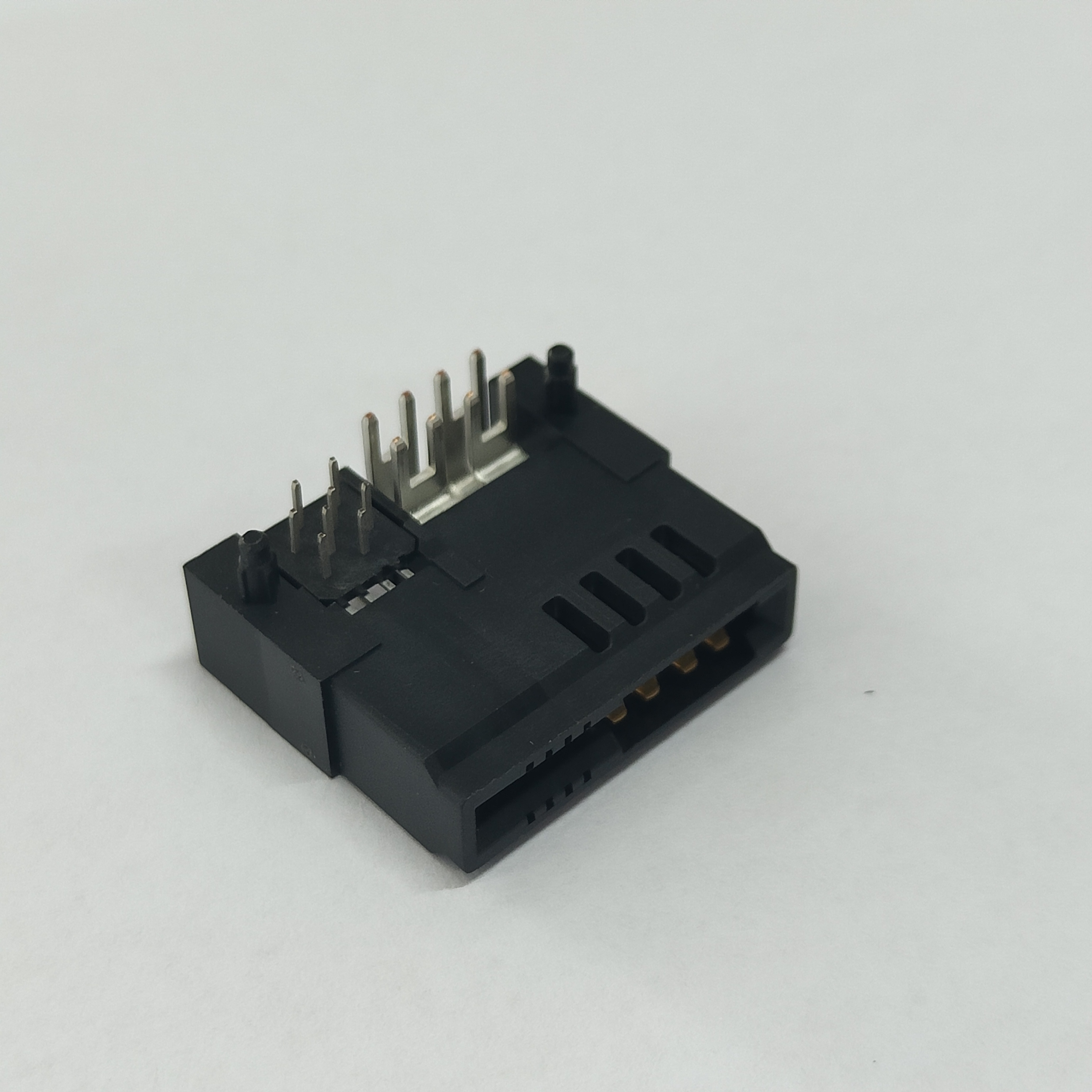 High Current 2x2P RA Female Conn, 5.08 Power 1.27 Signal, 10µ" Au, Black