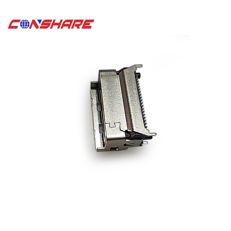 MCIO 74P Connector 0.6mm Pitch PCIe Gen5, Vertical Through Hole, 30μ" Gold Plating, Black Metal Shell, 2.20mm Pin Length