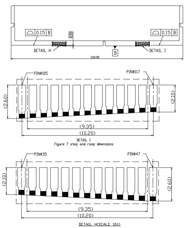 CONSHARE DDR4 288P memory socket order information and plating options, showing G/F and Au30u'' variants with color coding