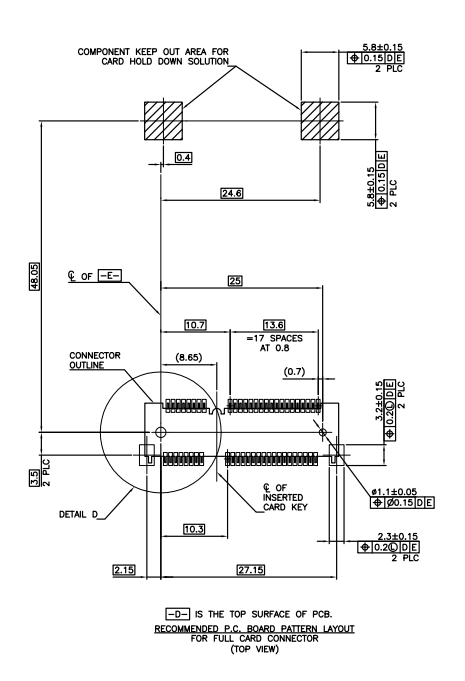 52Pin SMD Full-Mini PCIe Connector PCB Layout (AF00780052R2)