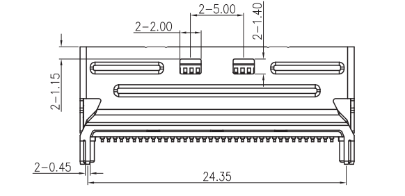 MCIO connector key mechanical dimensions and pin length specificationsMCIO connector key mechanical dimensions and pin length specifications