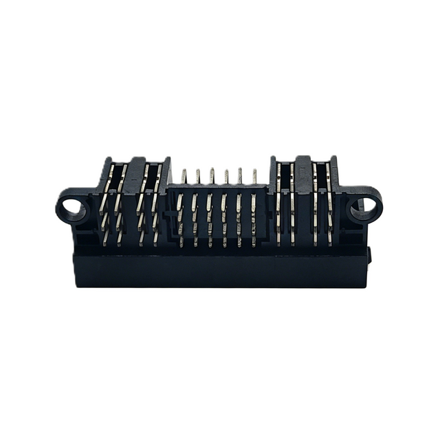 5.0mm Power + 2.0mm Signal Combo Connector, DIP R/A, 2P+24P+2P, Selective Au 10μ"/Sn, High-Temp, Black