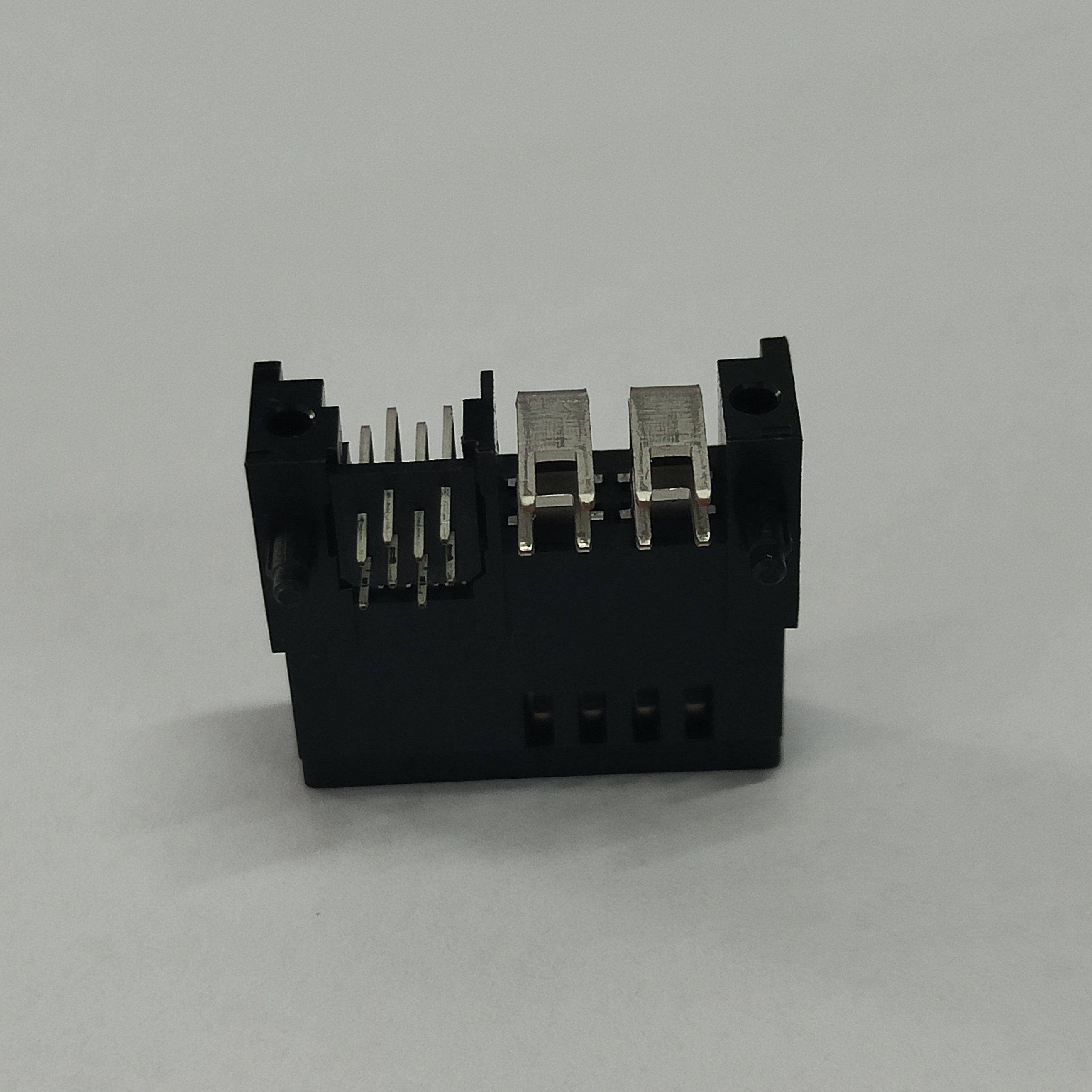 High Current 2x2P RA Female Conn, 5.08 Power 1.27 Signal, 10µ" Au, Black