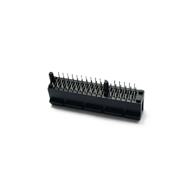 64‑Pin PCIe Open‑End Guide‑Post DIP Connector, Black LCP Housing, Gold‑Plated Terminals