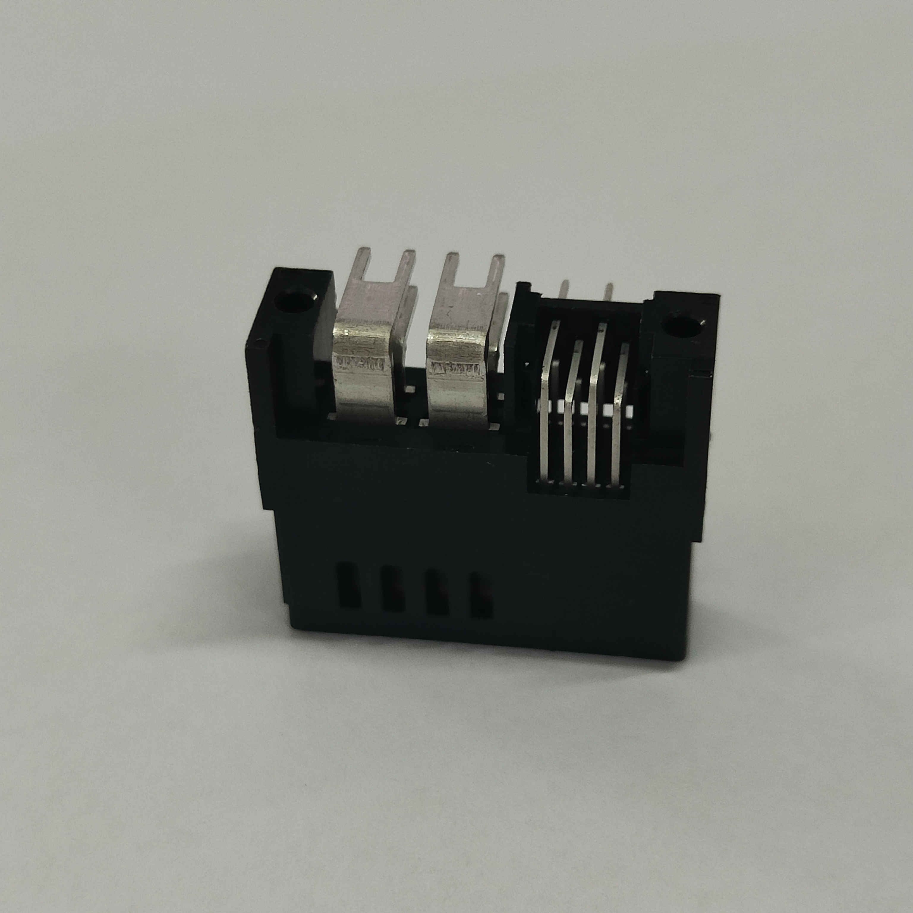 High Current 2x2P RA Female Conn, 5.08 Power 1.27 Signal, 10µ" Au, Black